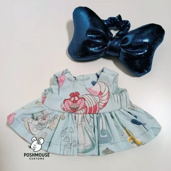 Alice in Wonderland Cheshire Cat Dress with Metallic Bow LabubuHandmade  Outfit